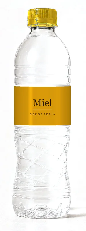 Botella con etiqueta de ejemplo amarillo, tapa amarilla