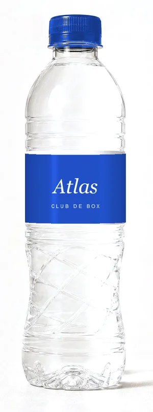 Botella con etiqueta de ejemplo azul, tapa azul