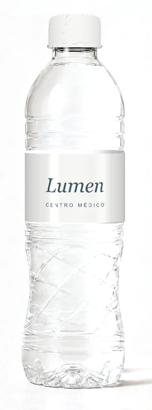 Botella con etiqueta de ejemplo blanco, tapa blanca