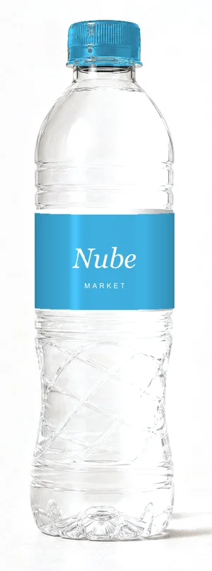 Botella con etiqueta de ejemplo celeste, tapa celeste