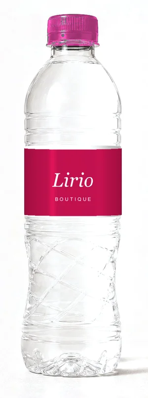 Botella con etiqueta de ejemplo fucsia, tapa fucsia