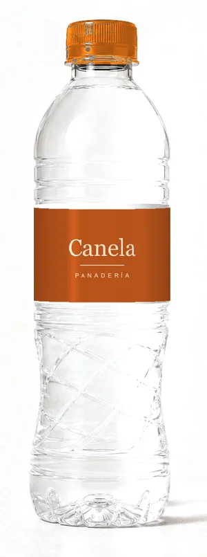 Botella con etiqueta de ejemplo naranja, tapa naranja