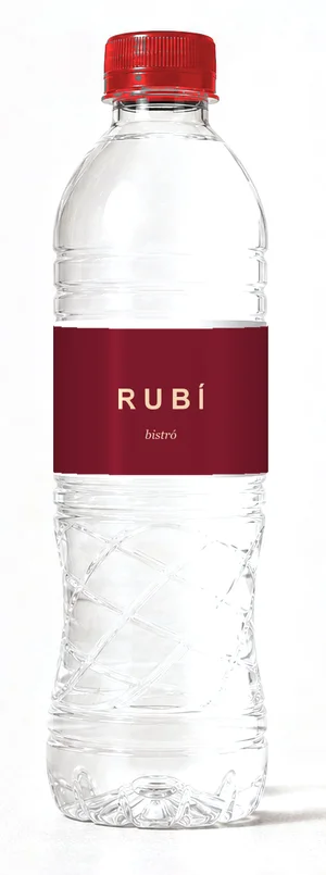Botella con etiqueta de ejemplo rojo, tapa roja